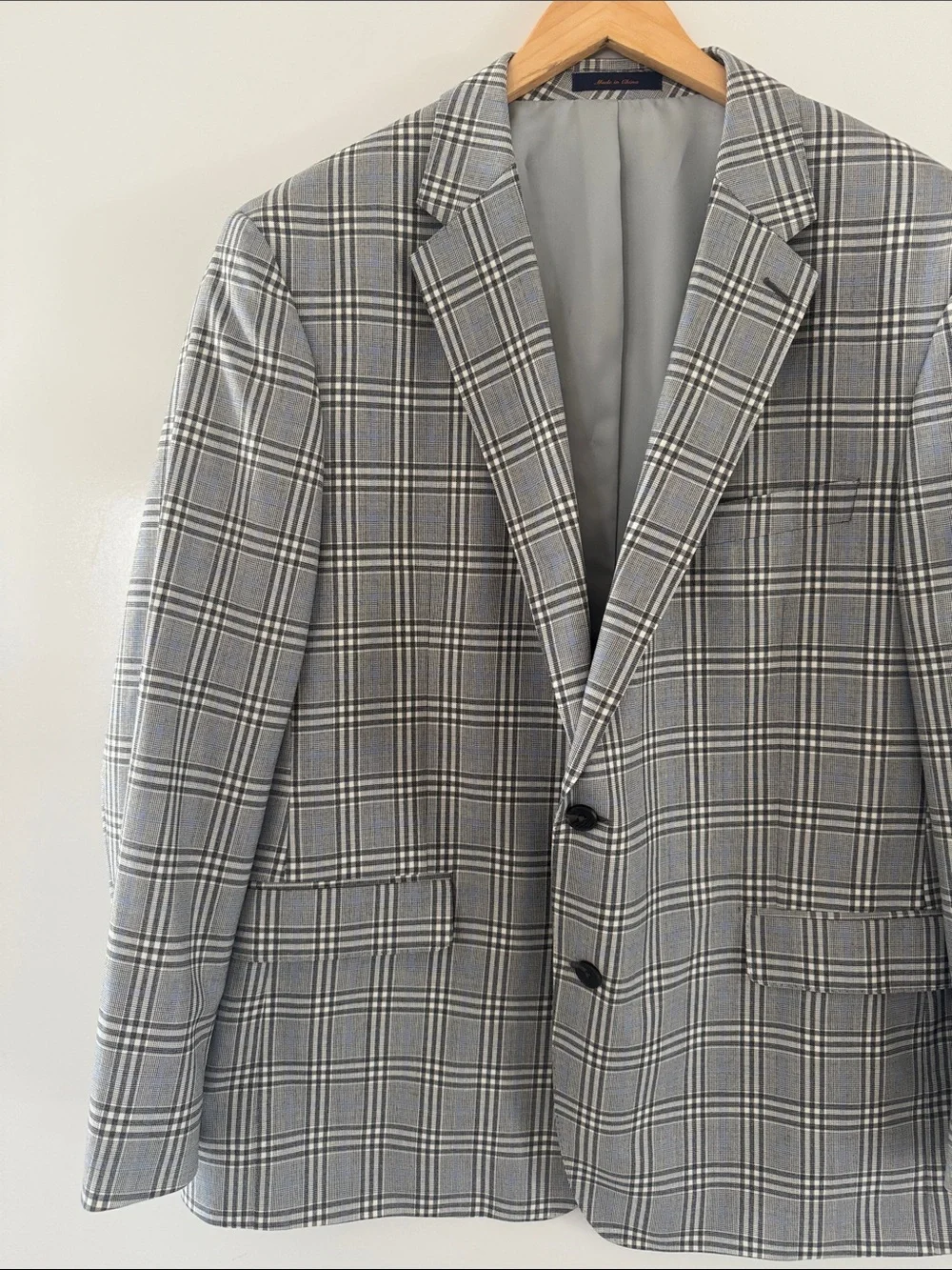 Roberto Rosso Plaid Blazer Mens 48 Regular Blue Wool Blend 2 Button